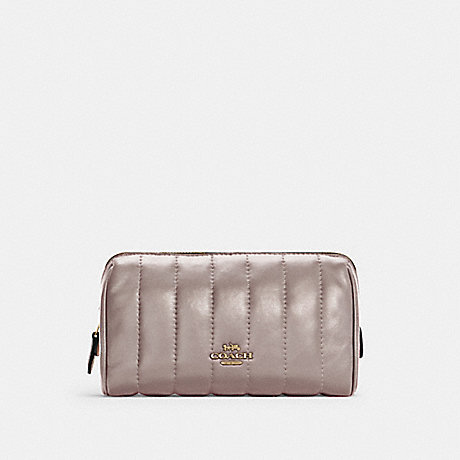 COACH Cosmetic Case 17 With Puffy Linear Quilting - GOLD/WASHED MAUVE - C6888