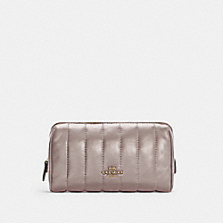COACH C6888 Cosmetic Case 17 With Puffy Linear Quilting GOLD/WASHED MAUVE