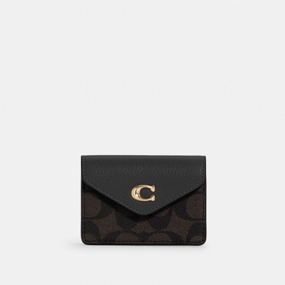 COACH C6889 Tammie Card Case In Signature Canvas GOLD/BROWN BLACK