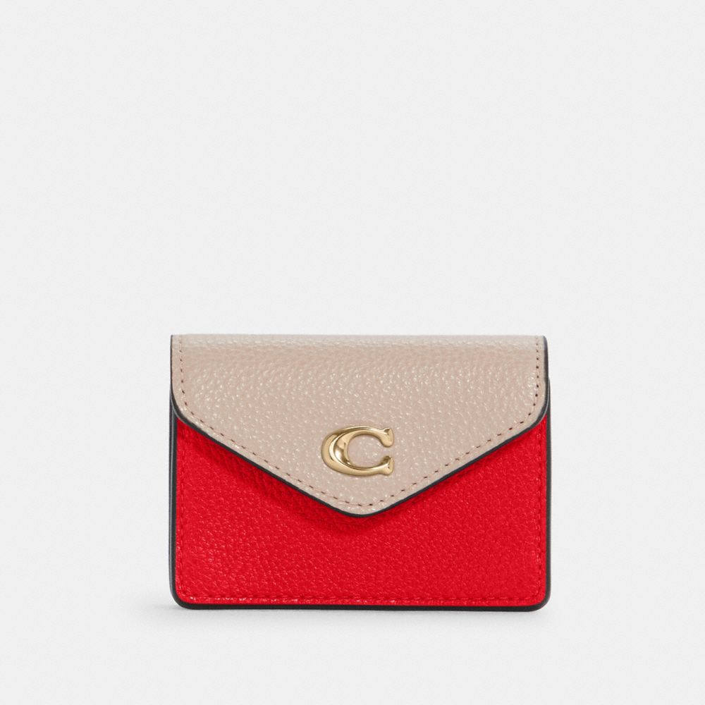 Tammie Card Case In Colorblock - GOLD/CHALK/ELECTRIC RED MULTI - COACH C6890