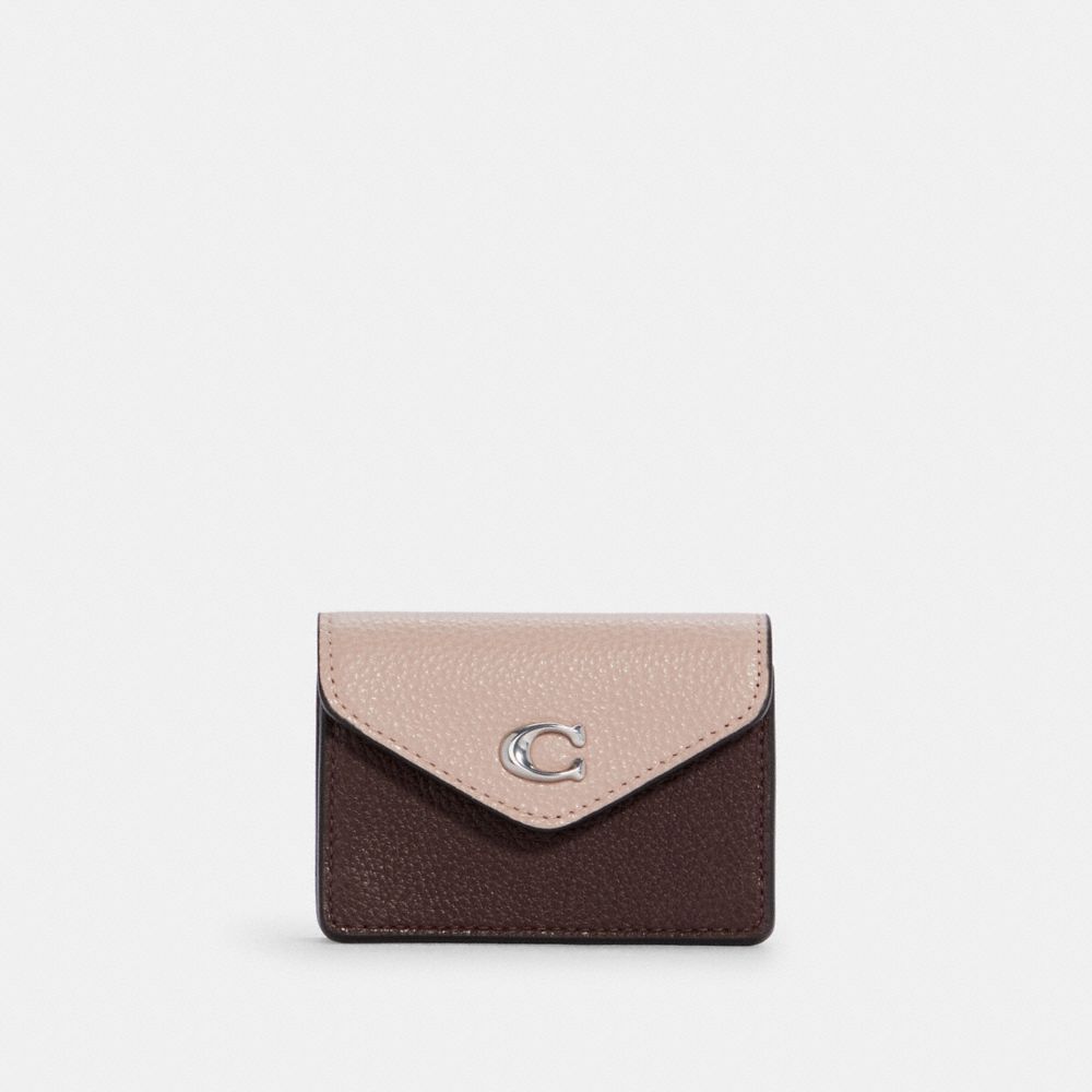 Tammie Card Case In Colorblock - C6890 - SILVER/CRANBERRY MULTI