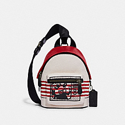 COACH C6910 Disney Mickey Mouse X Keith Haring Small West Backpack Crossbody QB/CHALK/RED MULTI