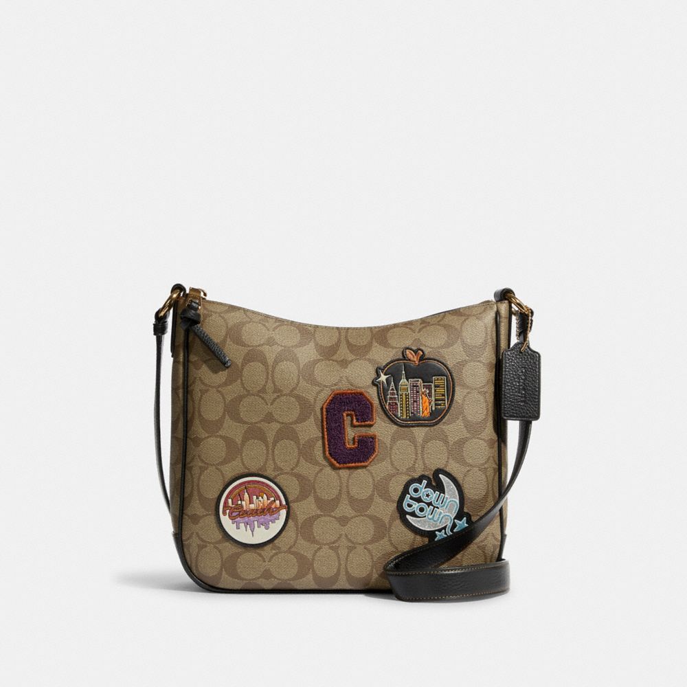 COACH C6919 - Ellie File Bag In Signature Canvas With Disco Patches GOLD/KHAKI MULTI