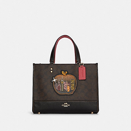 COACH C6921 Dempsey Carryall In Signature Canvas With Souvenir Skyline Apple GOLD/BROWN-BLACK-MULTI
