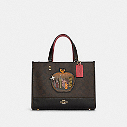 COACH C6921 - Dempsey Carryall In Signature Canvas With Souvenir Skyline Apple GOLD/BROWN BLACK MULTI