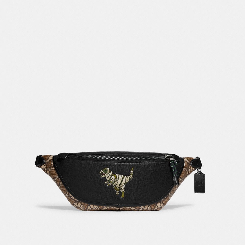 COACH C6928 - Coach X Michael B. Jordan League Belt Bag In Mummified Signature Canvas With Rexy BLACK COPPER/BLACK/TAN