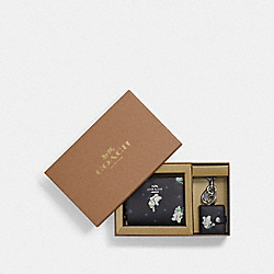 COACH Boxed Snap Wallet And Picture Frame Bag Charm With Snowman Print - SILVER/MIDNIGHT MULTI - C6941