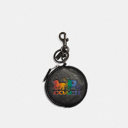 Circular Coin Pouch With Horse And Carriage - GUNMETAL/BLACK - COACH C6947