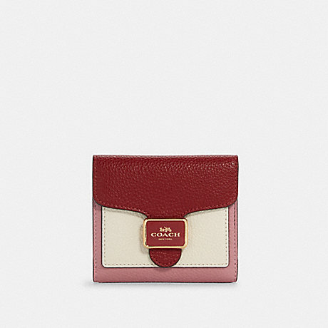 COACH C6950 Pepper Wallet In Colorblock GOLD/1941-RED-MULTI