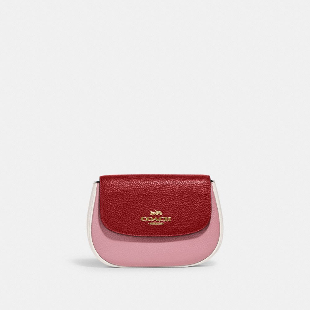 COACH C6951 - Saddle Belt Bag In Colorblock GOLD/1941 RED MULTI