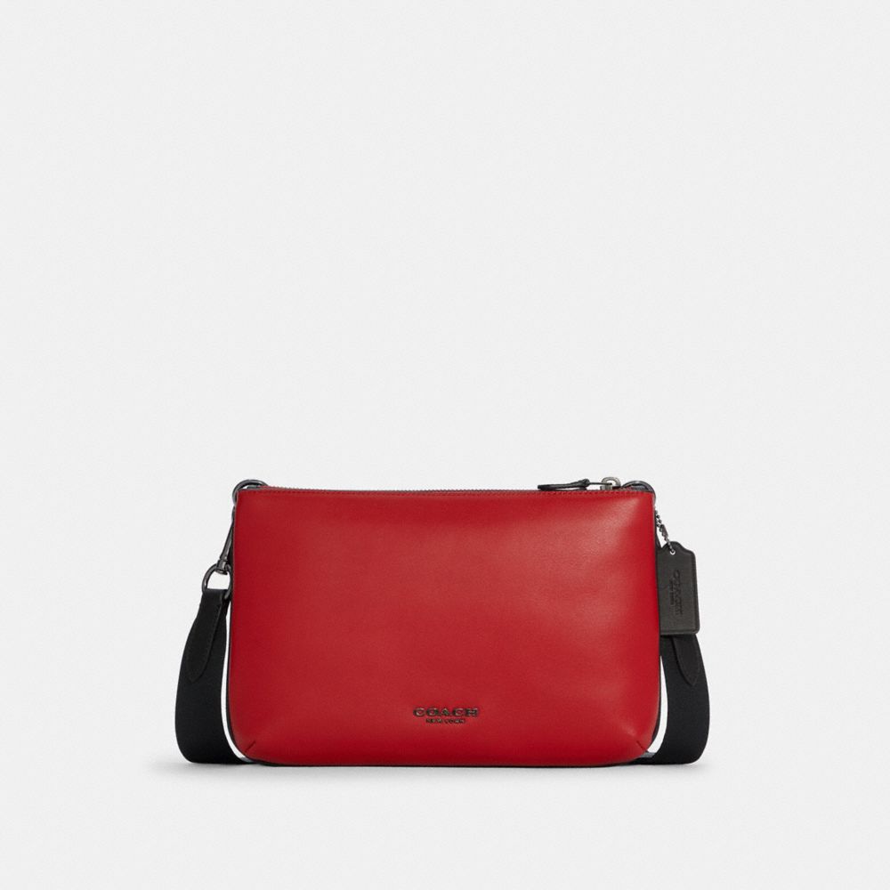 COACH C6957 Everett Crossbody In Colorblock Signature Canvas QB/BRIGHT CARDINAL/MAHOGANY