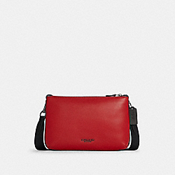 Everett Crossbody In Colorblock Signature Canvas - QB/BRIGHT CARDINAL/MAHOGANY - COACH C6957