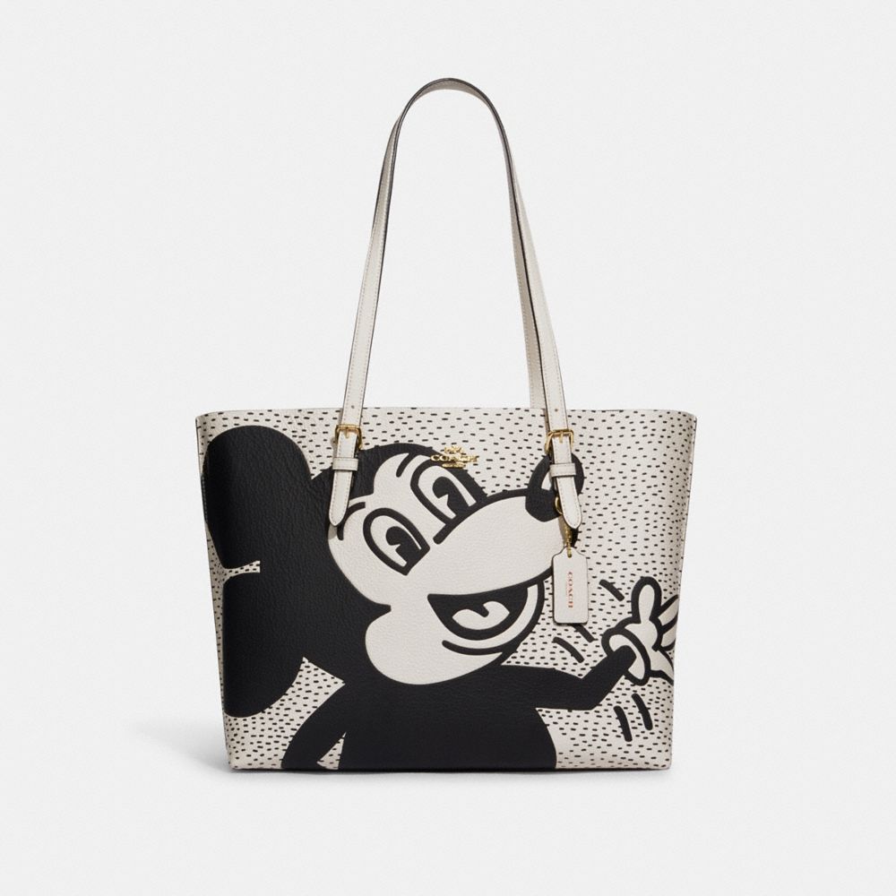 COACH C6978 Disney Mickey Mouse X Keith Haring Mollie Tote Gold/Chalk Multi