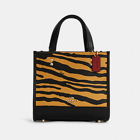 COACH Dempsey Tote 22 With Tiger Print - GOLD/HONEY/BLACK MULTI - C6988