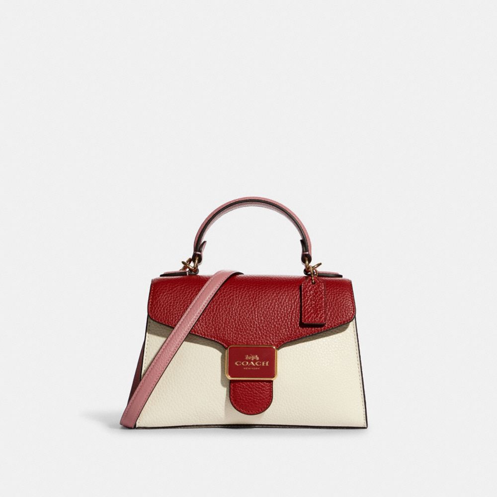 COACH C6993 - Pepper Satchel In Colorblock GOLD/1941 RED MULTI