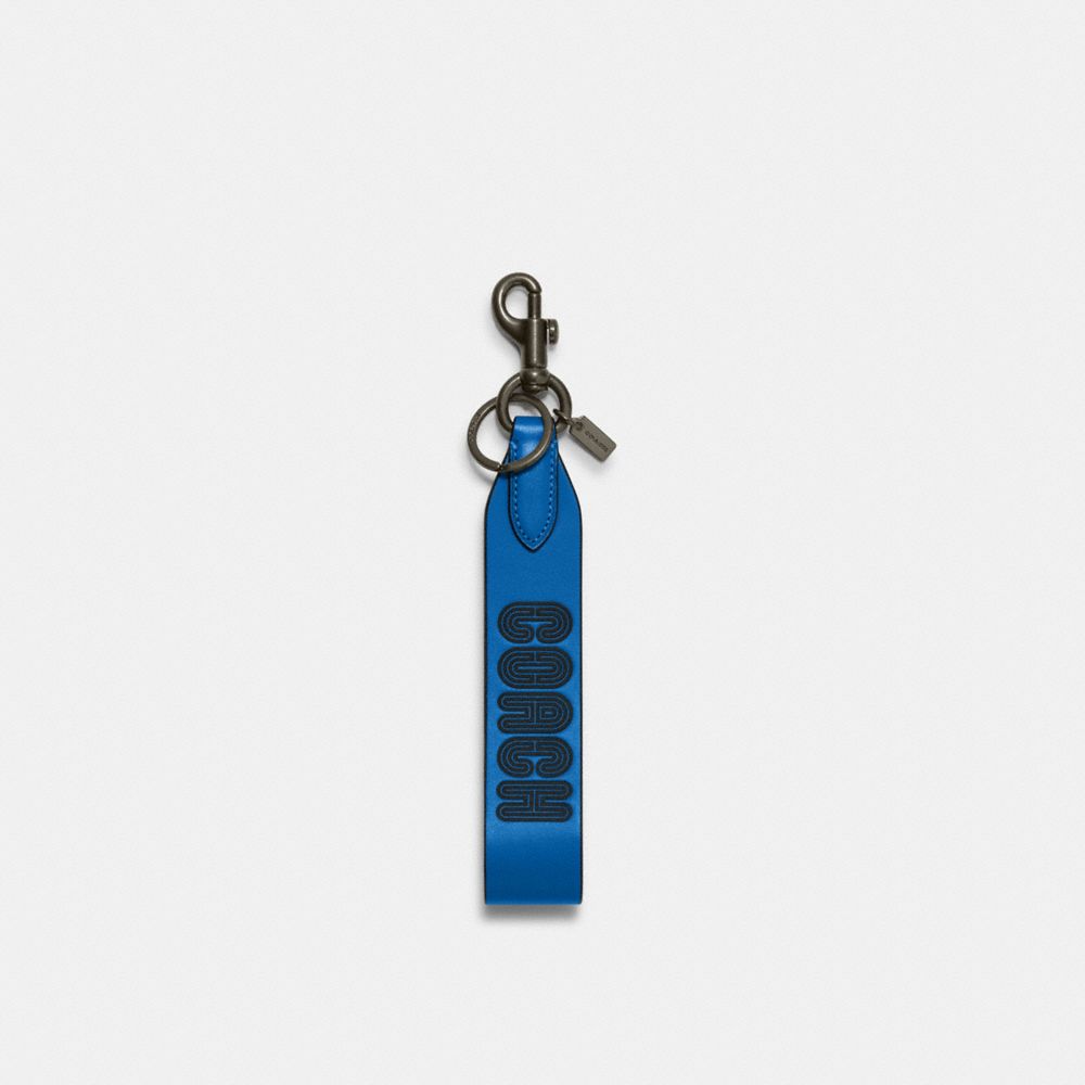 COACH C7003 Loop Key Fob With Coach Patch GUNMETAL/BRIGHT BLUE