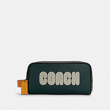 COACH Large Travel Kit In Colorblock With Coach Patch - QB/FOREST MULTI - C7007
