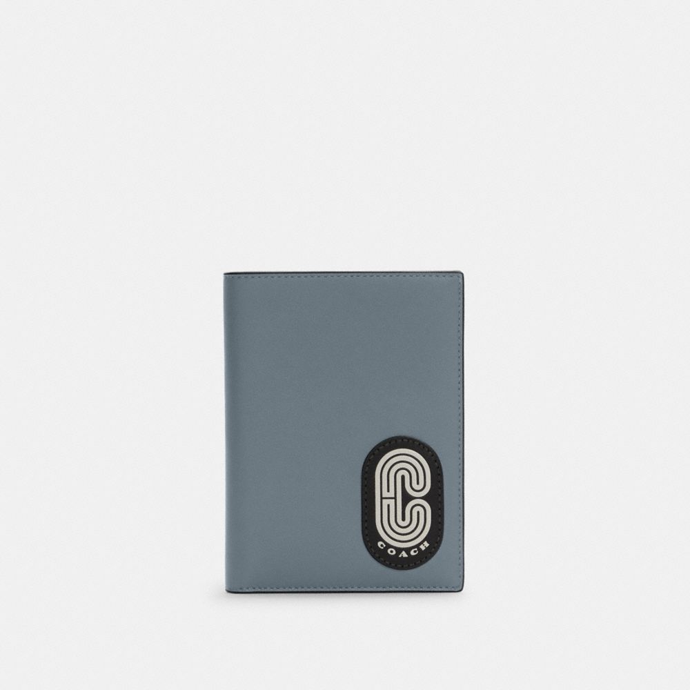 Passport Case With Coach Patch - C7008 - GUNMETAL/GREY SKY MULTI