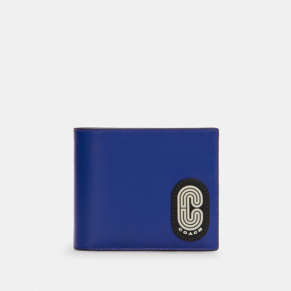 3 In 1 Wallet In Colorblock Signature Canvas With Coach Patch - C7012 - GUNMETAL/SPORT BLUE MULTI