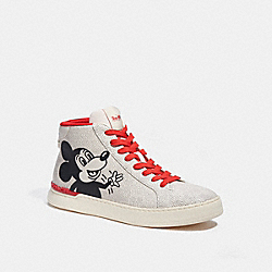 COACH C7054 Disney Mickey Mouse X Keith Haring Clip High Top Sneaker CHALK/BLACK