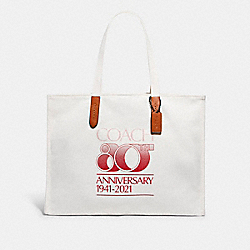 80 Th Anniversary 100 Percent Recycled Canvas Tote 42 - V5/ANTIQUE WHITE - COACH C7072