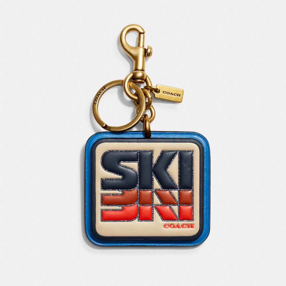 Ski Patch Bag Charm - C7073 - Brass/Ivory/Orange