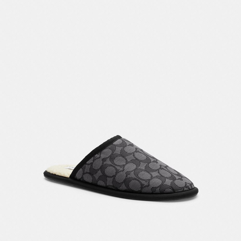 COACH C7078 Slipper In Signature Jacquard Smoke Coal/Black