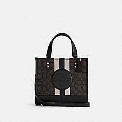 Dempsey Tote 22 In Signature Jacquard With Stripe And Coach Patch - C7083 - SILVER/BLACK SMOKE BLACK MULTI