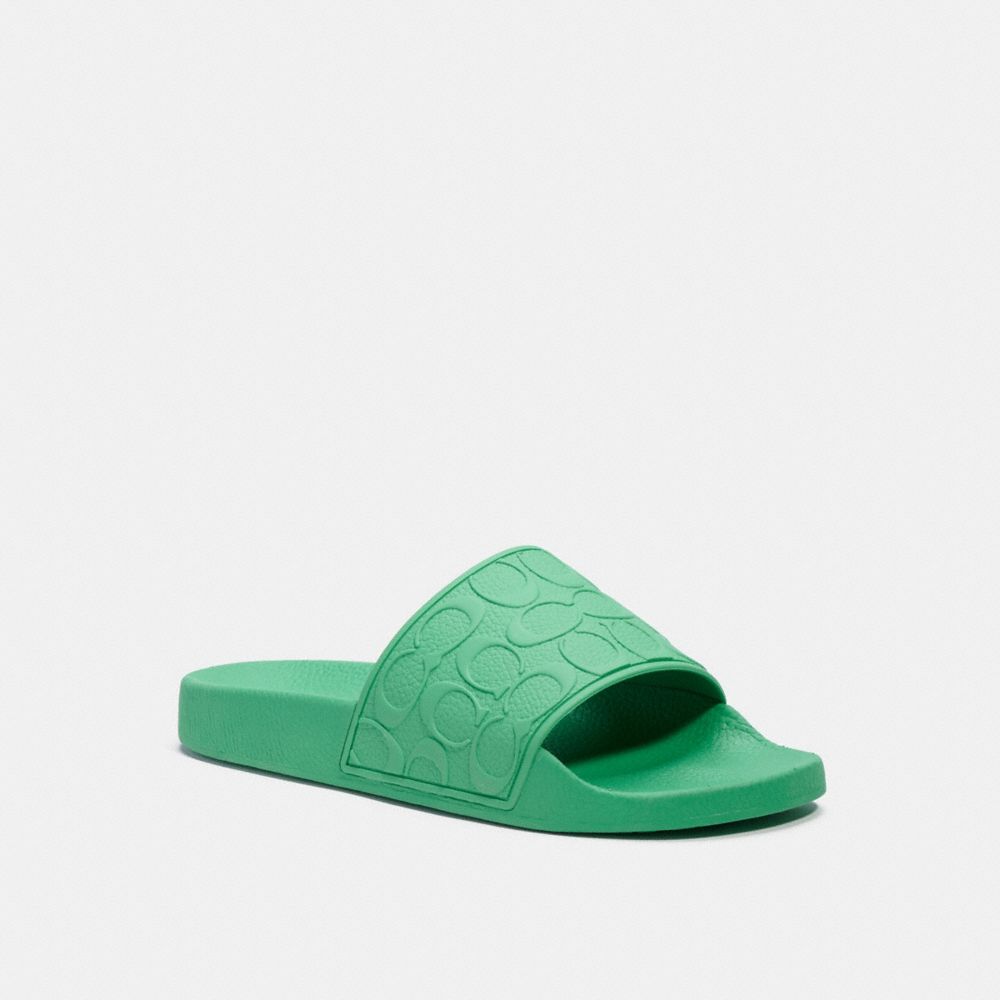 COACH C7092 Signature Pool Slide LIGHT SHAMROCK