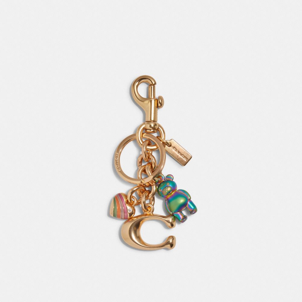 COACH C7096 Signature Cluster Mixed Charms Bag Charm GOLD/MULTI