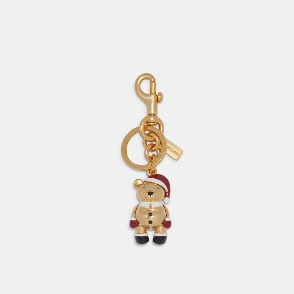 Santa Bear Bag Charm - C7099 - GOLD