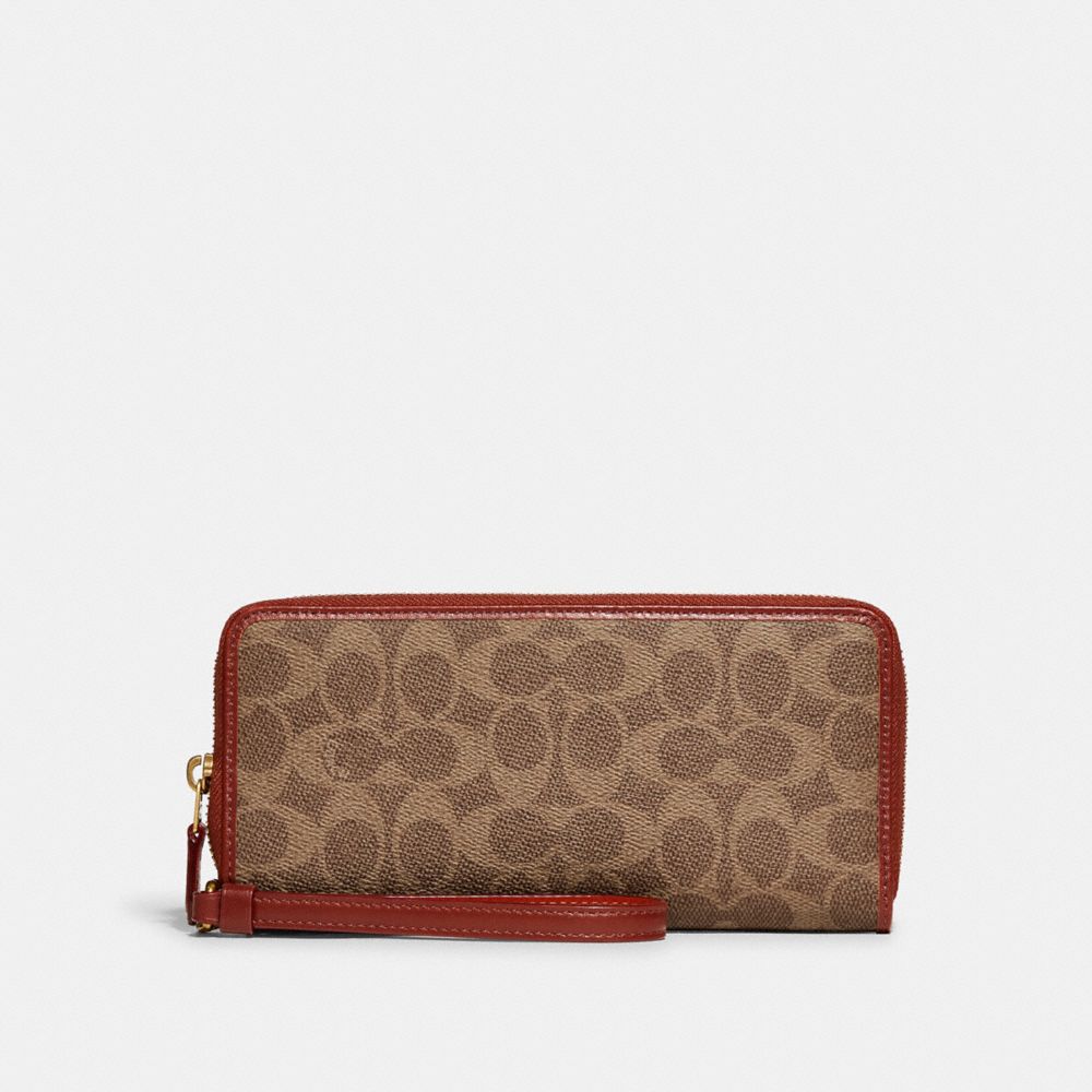 C7162 - Continental Wallet In Signature Canvas Brass/Tan/Rust