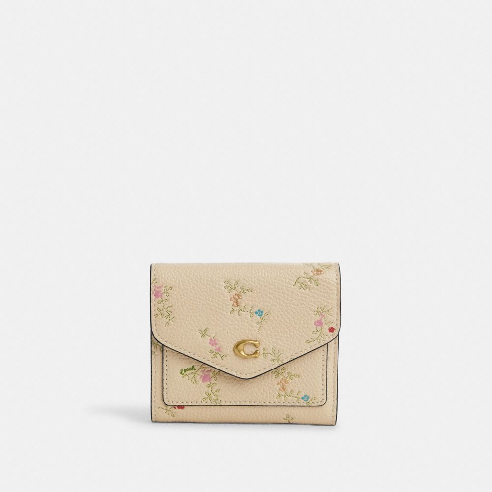 Wyn Small Wallet With Antique Floral Print - C7175 - Brass/Ivory