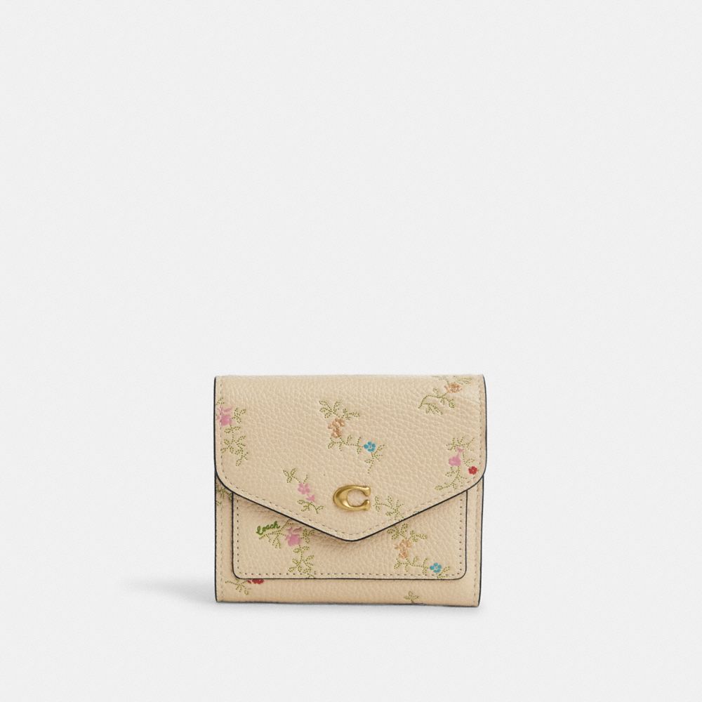 COACH C7175 Wyn Small Wallet With Antique Floral Print BRASS/IVORY