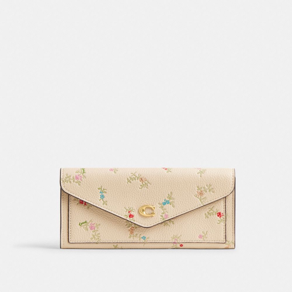 COACH C7176 Wyn Soft Wallet With Antique Floral Print Brass/Ivory