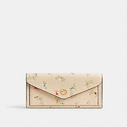 COACH C7176 Wyn Soft Wallet With Antique Floral Print BRASS/IVORY