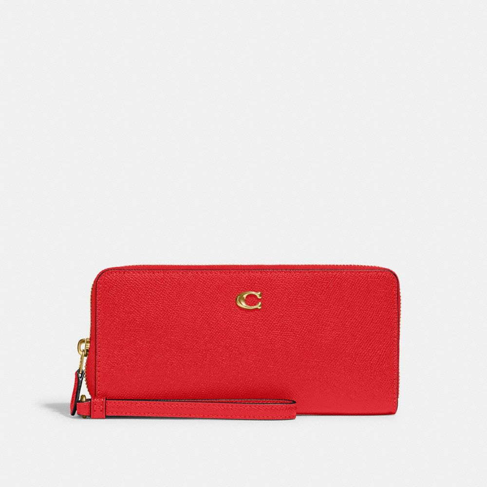 COACH C7184 Continental Wallet BRASS/SPORT RED