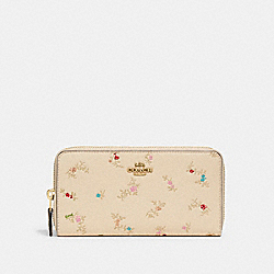 Accordion Zip Wallet With Antique Floral Print - C7185 - Brass/Ivory