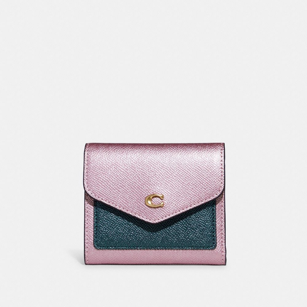 COACH C7210 Wyn Small Wallet In Colorblock BRASS/METALLIC PINK MULTI