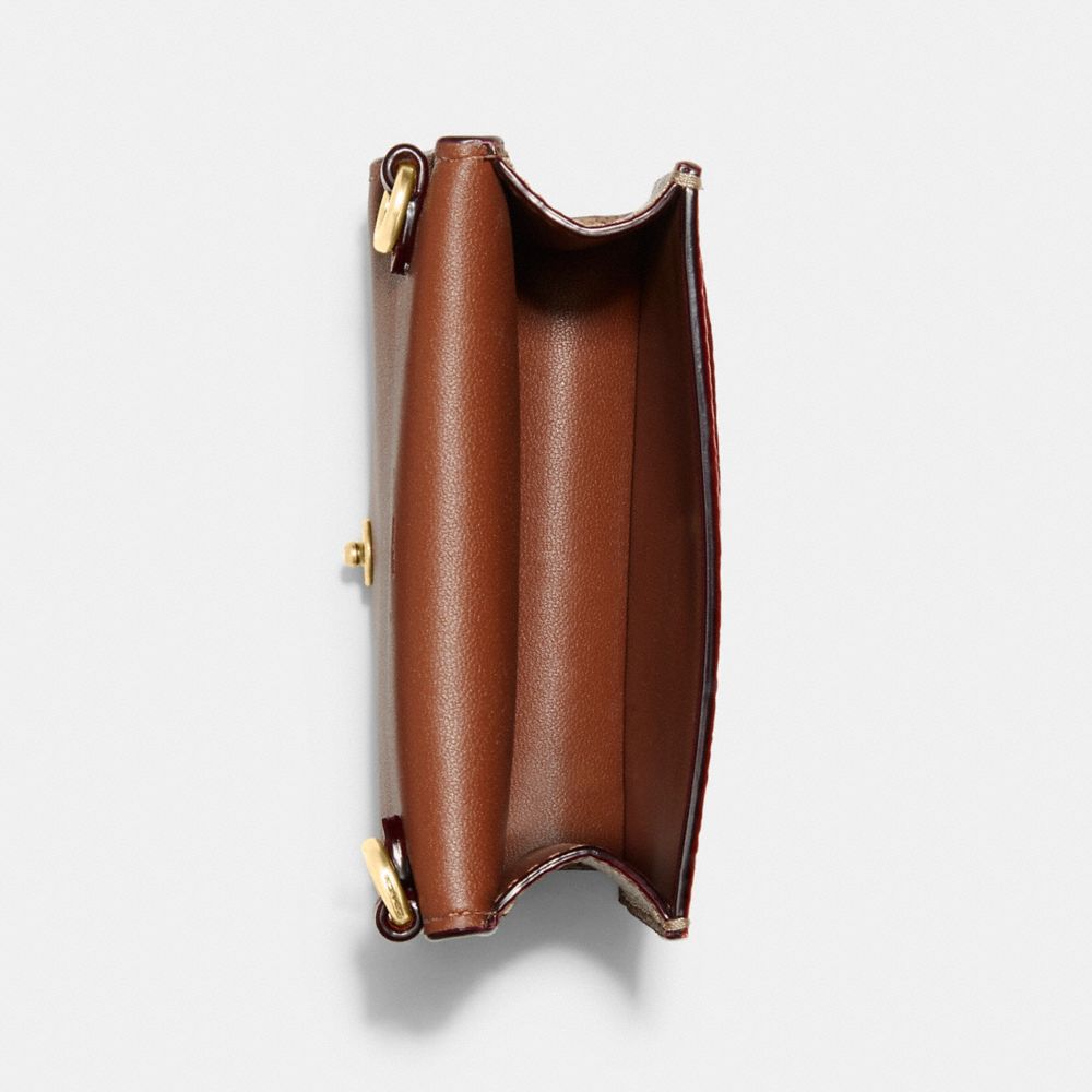 HALF FLAP CARD CASE IN COLORBLOCK SIGNATURE CANVAS