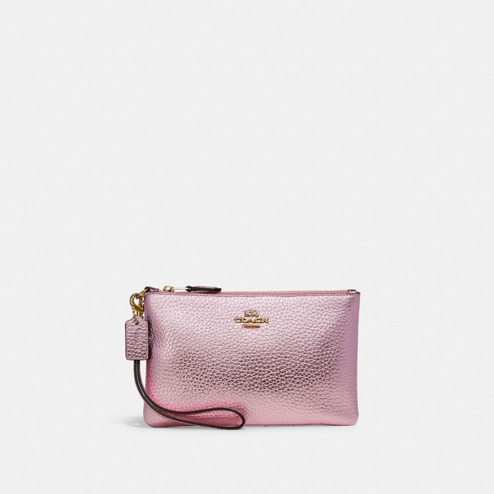 COACH Small Wristlet - BRASS/METALLIC PINK - C7215