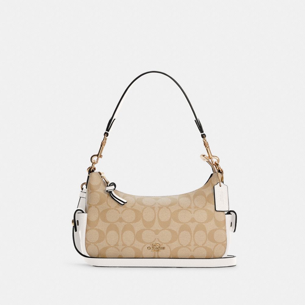 COACH Pennie Shoulder Bag 25 In Signature Canvas - GOLD/LIGHT KHAKI CHALK - C7223