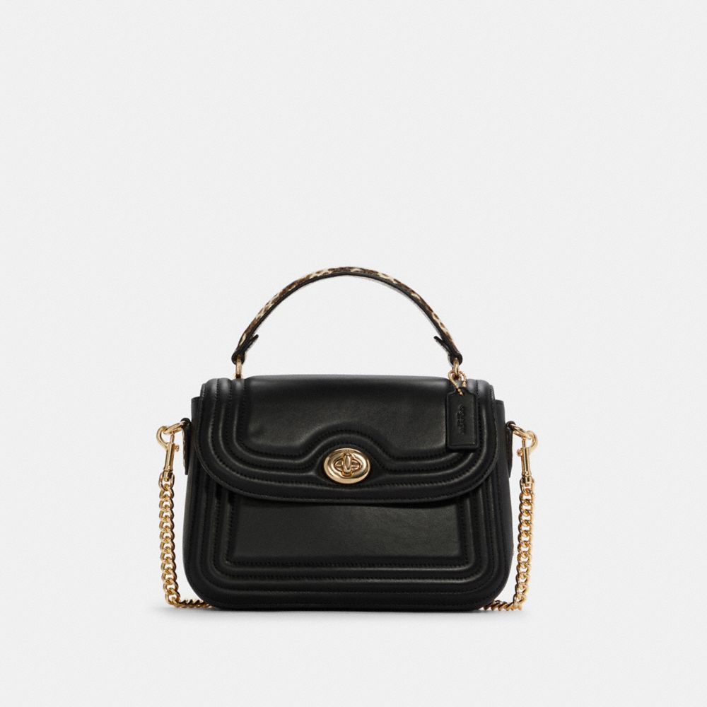 COACH Marlie Top Handle Satchel With Border Quilting - GOLD/BLACK - C7236