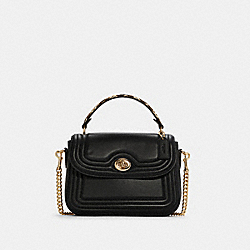 COACH C7236 Marlie Top Handle Satchel With Border Quilting GOLD/BLACK