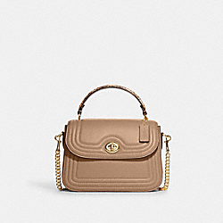 COACH C7236 Marlie Top Handle Satchel With Border Quilting GOLD/TAUPE
