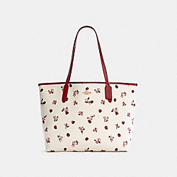 COACH C7272 City Tote With Ladybug Floral Print GOLD/CHALK MULTI
