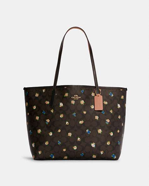 City Tote In Signature Canvas With Vintage Mini Rose Print