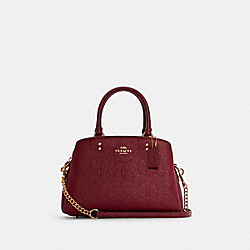 Mini Lillie Carryall In Signature Leather - C7278 - GOLD/CHERRY