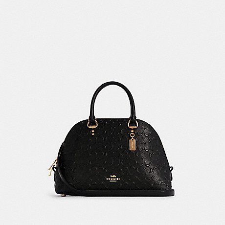COACH Katy Satchel In Signature Leather - GOLD/BLACK - C7279