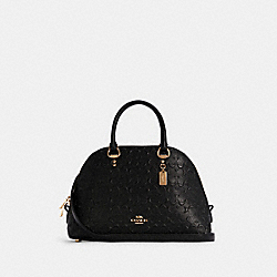 Katy Satchel In Signature Leather - GOLD/BLACK - COACH C7279